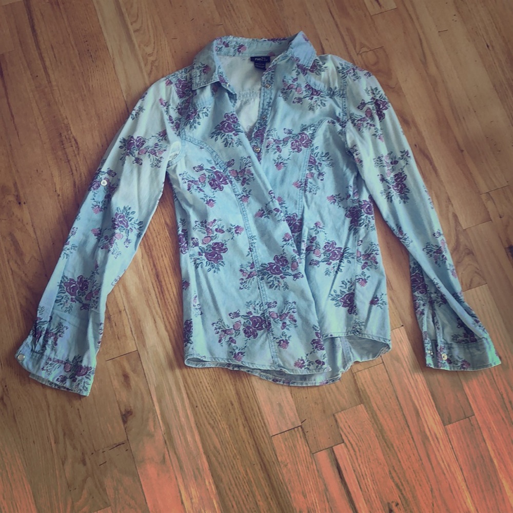 Button-Down Floral Blouse